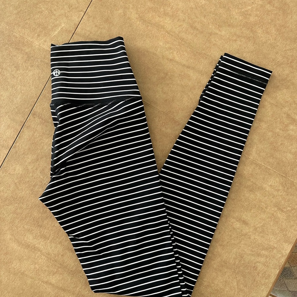 Lululemon Black and White Striped Leggings
